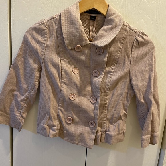 Express Design Studio Women's Double-Breasted Crop High Low Jacket - Light Pink - Picture 3 of 13